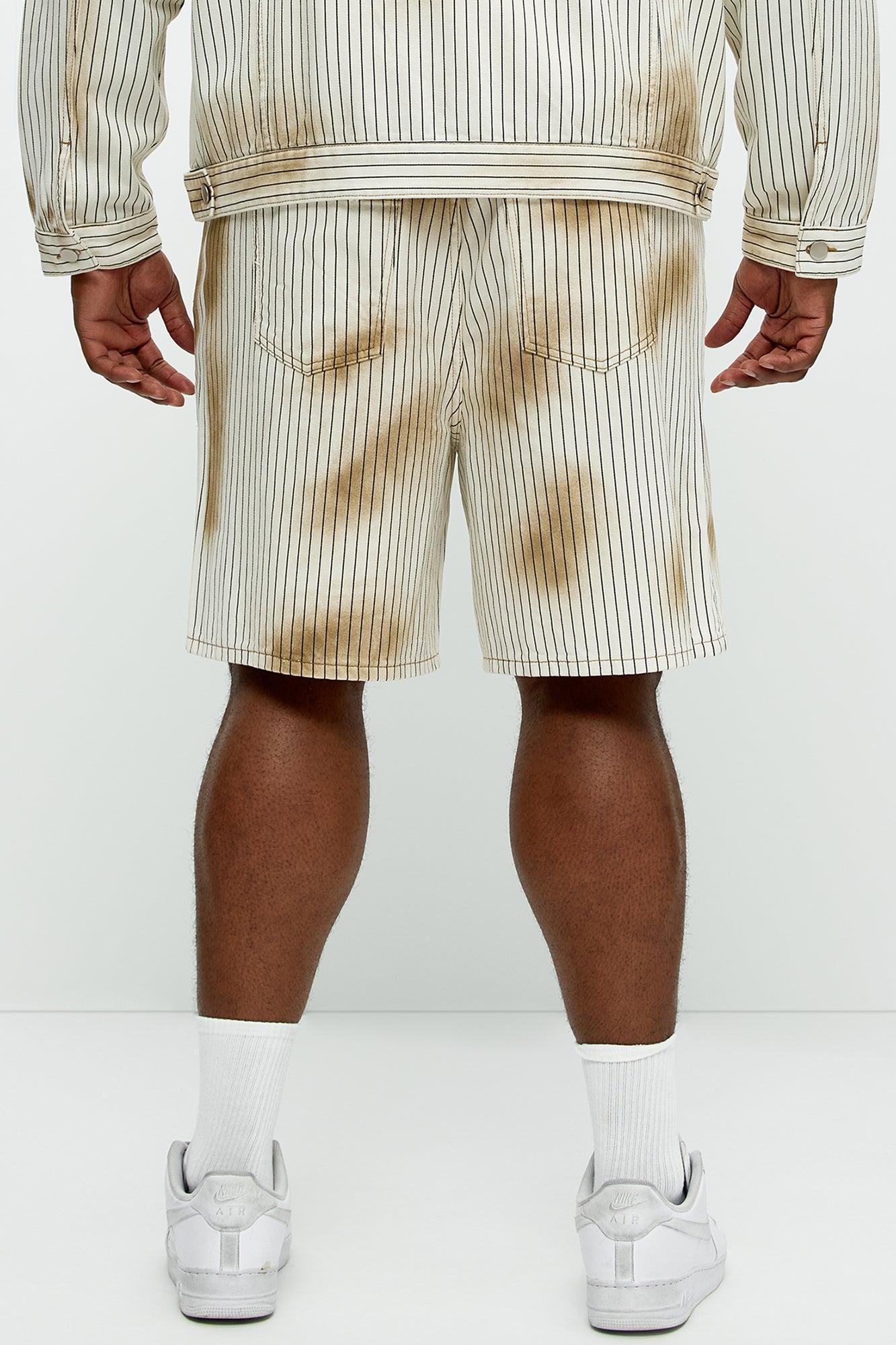 Byron Striped Relaxed Shorts - Cream/combo Product Image