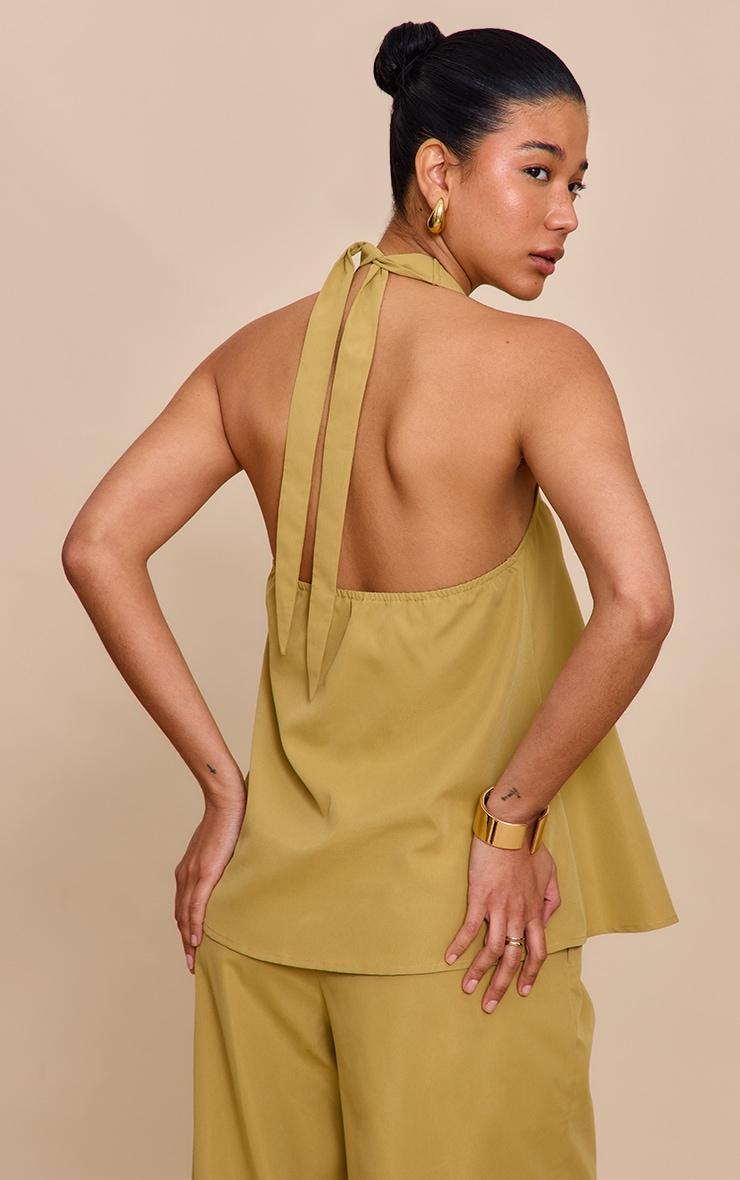  Sand Tailored Halter Frill Detail Top Product Image