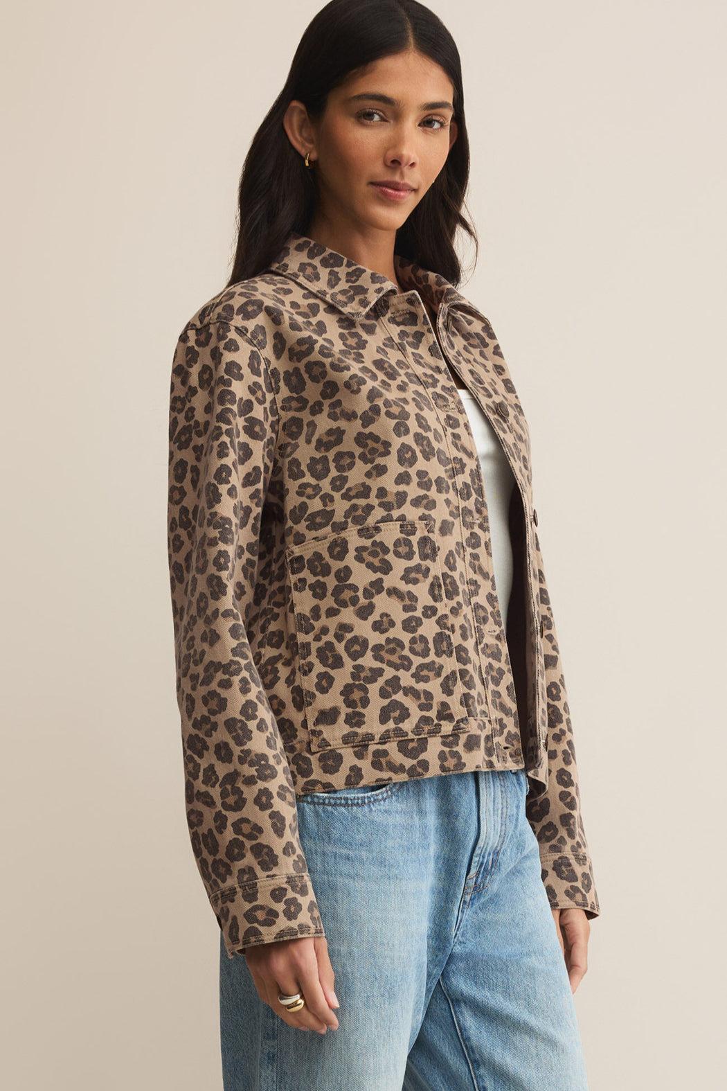 Bel Air Leopard Denim Jacket Product Image