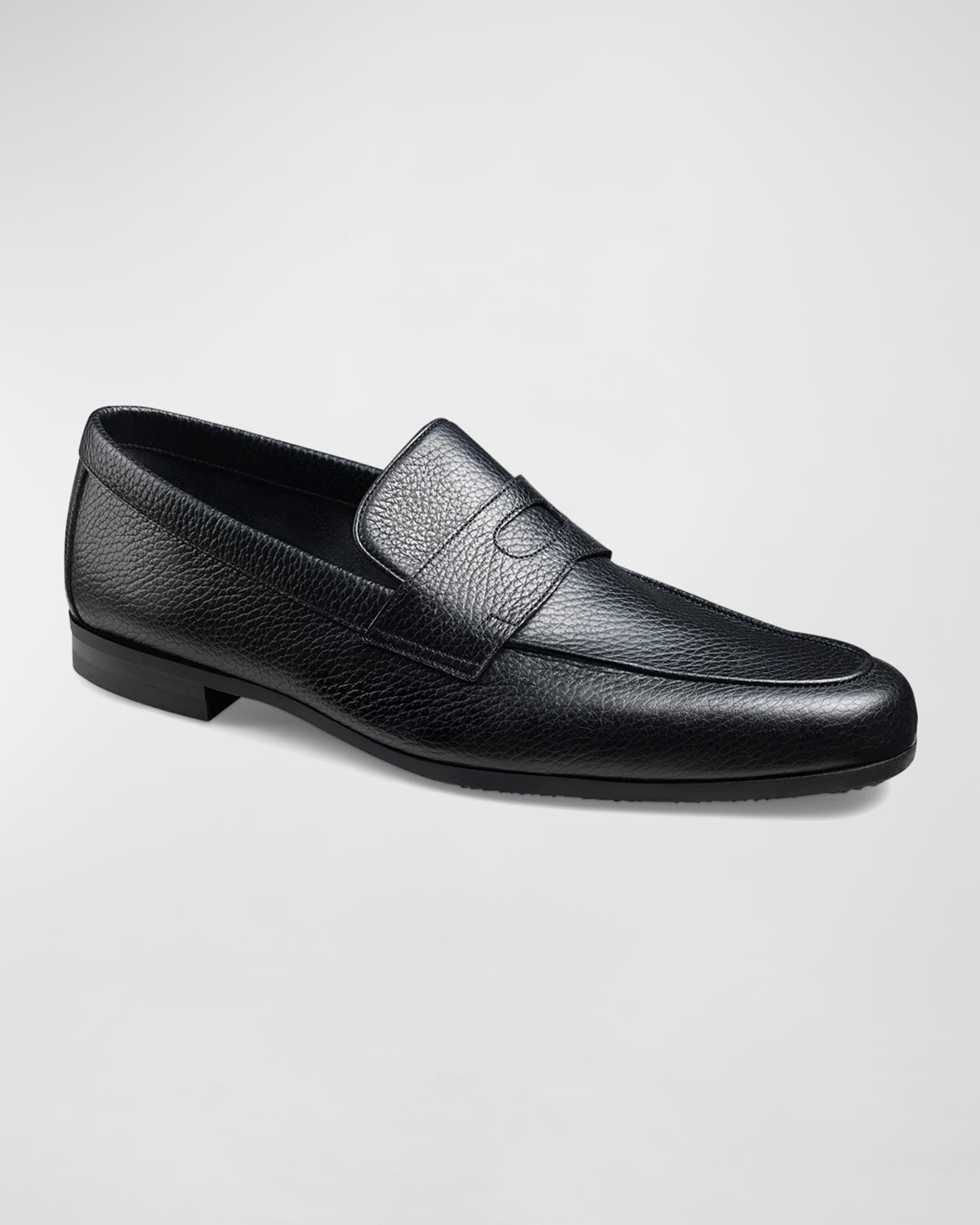 Mens Thorne Pebble-Grained Leather Penny Loafers Product Image