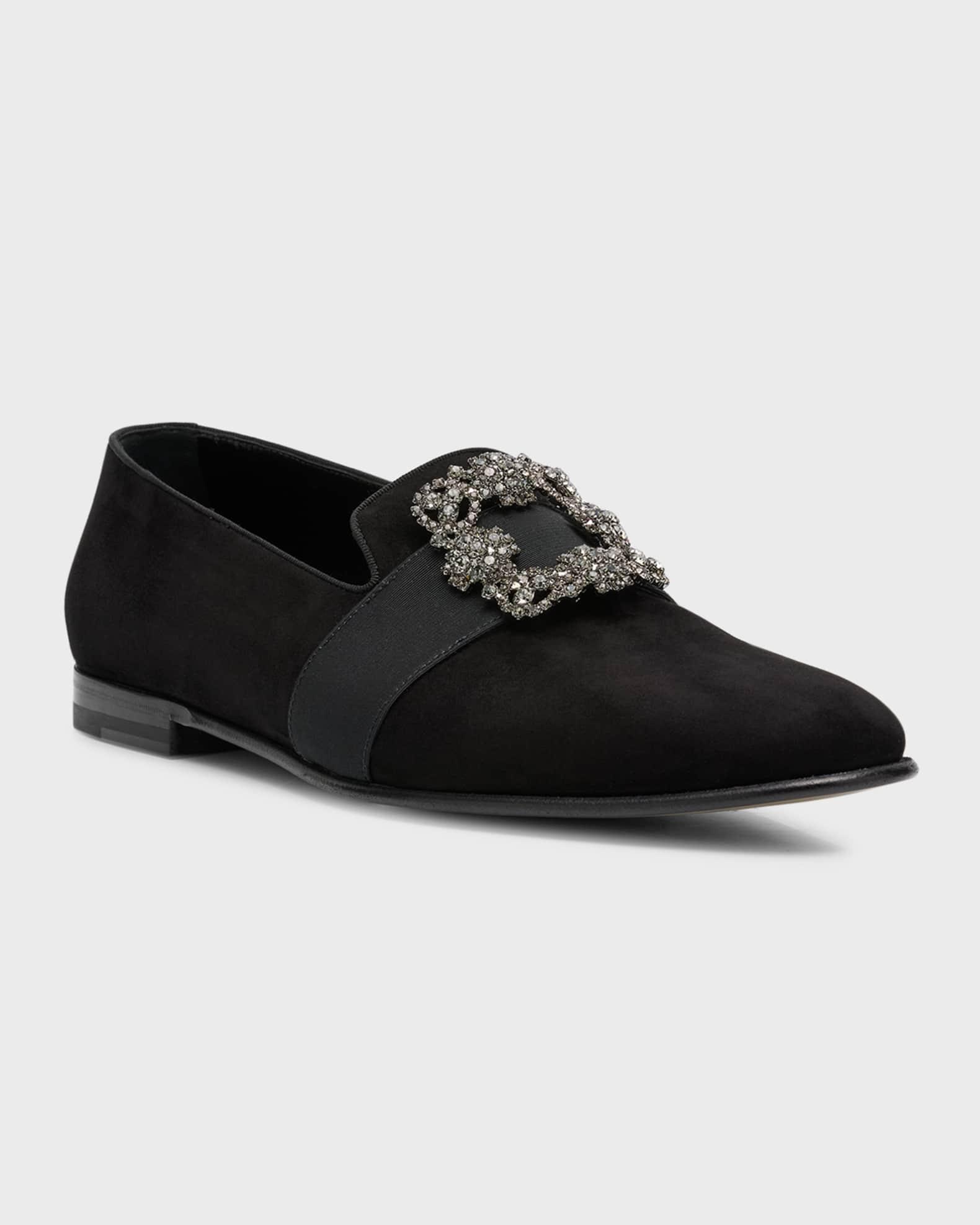 Men's Carlton Suede Crystal Buckle Loafers Product Image