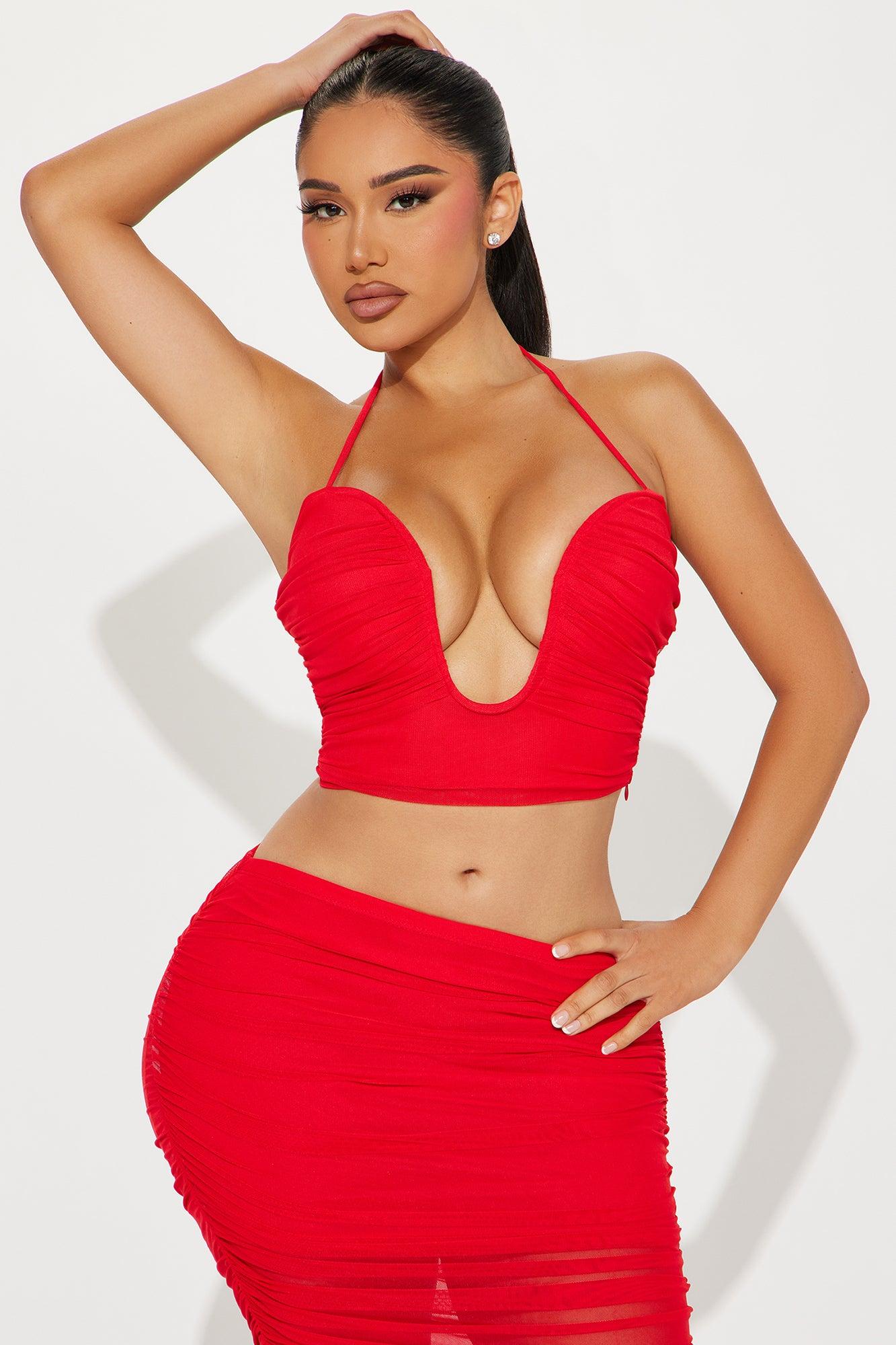 Always Slaying Mesh Skirt Set - Red Product Image