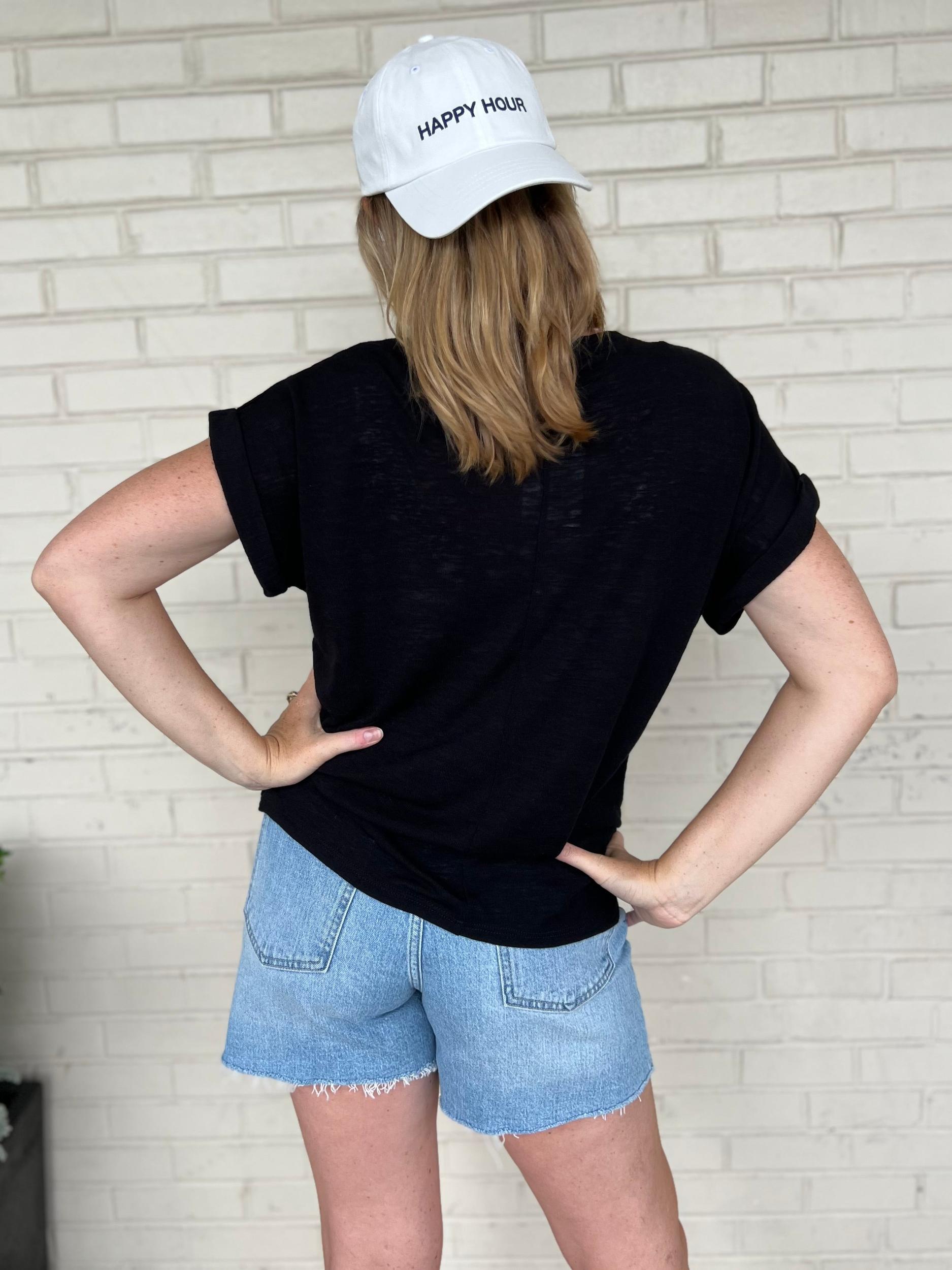 Niki V-Neck Cuffed Short Sleeve Tee Product Image