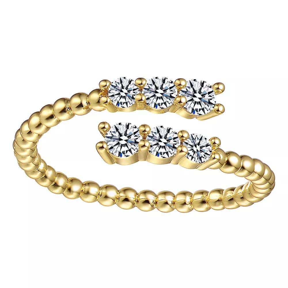 Sterling Silver Cubic Zirconia Coiled Bead Stacking Ring, Womens Gold Tone Product Image