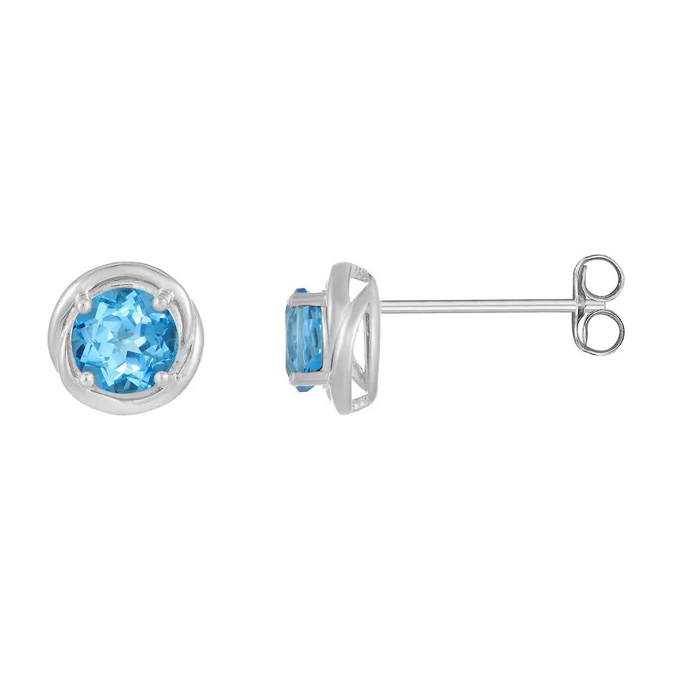 Gemminded Sterling Silver & Blue Topaz Round Stud Earrings, Women's Product Image
