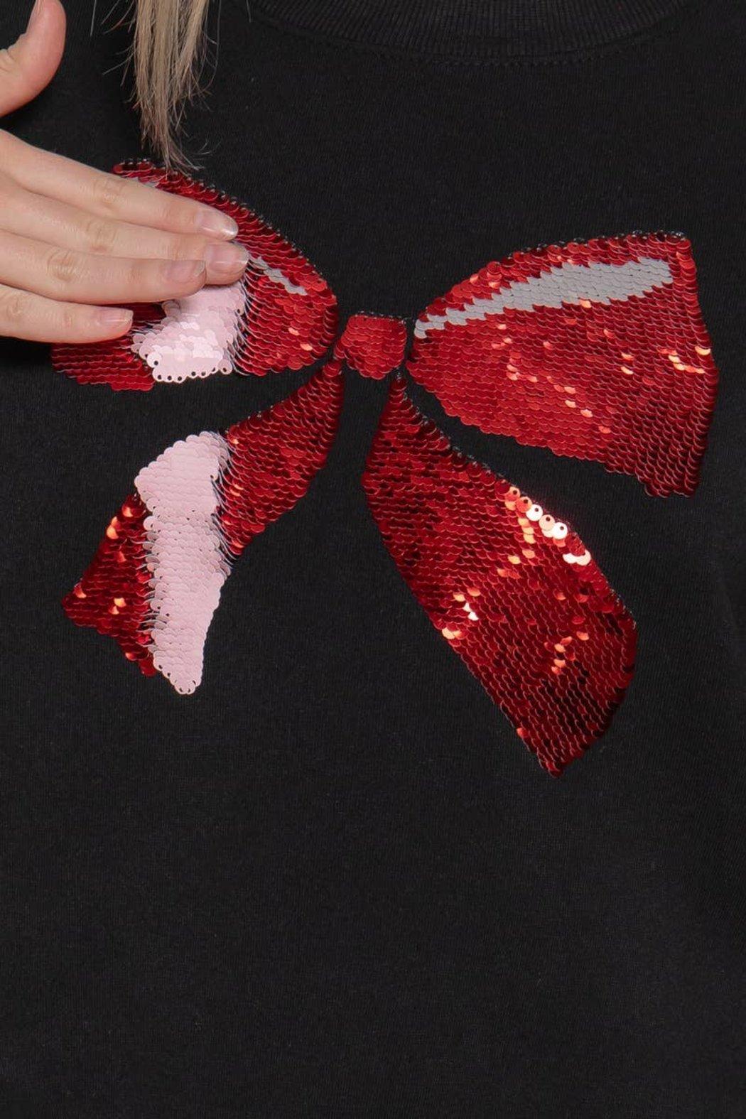 Sequin Bow Fleece Sweatshirt Product Image