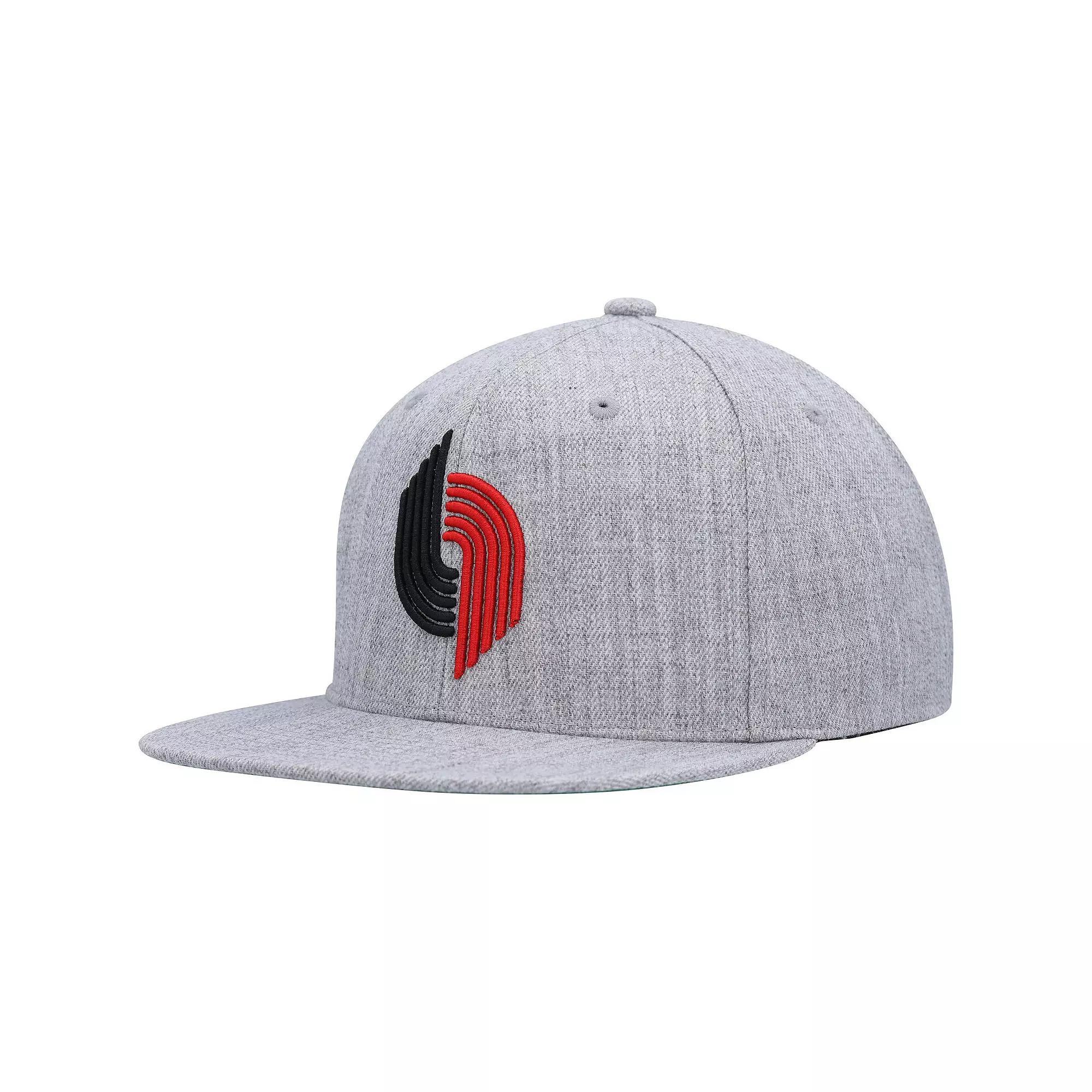 Men's Mitchell & Ness Heather Gray Portland Trail Blazers Hardwood Classics 2.0 Snapback Hat, Grey Product Image