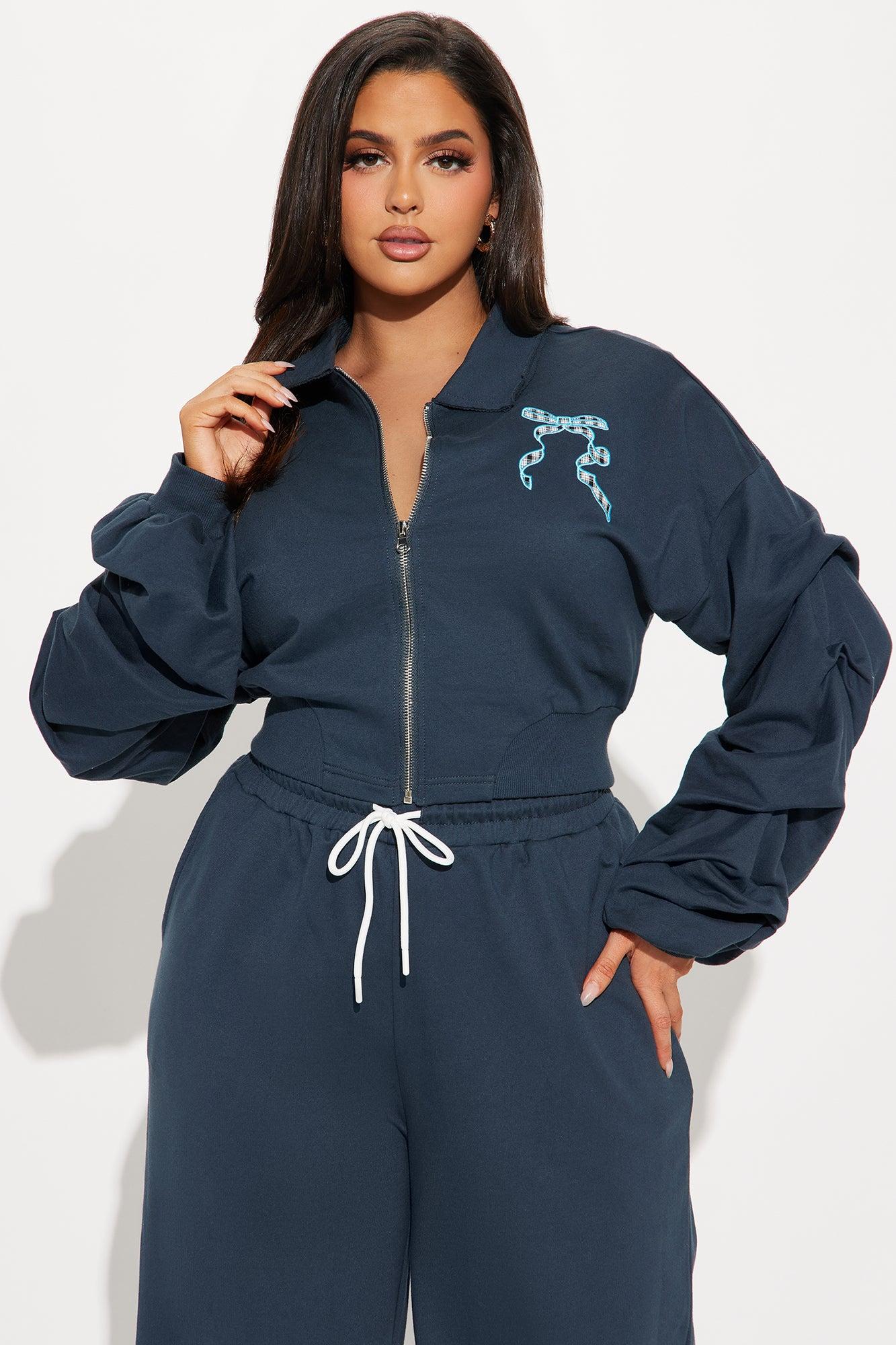 Keep It Preppy Polo Sweatsuit Set - Navy Product Image