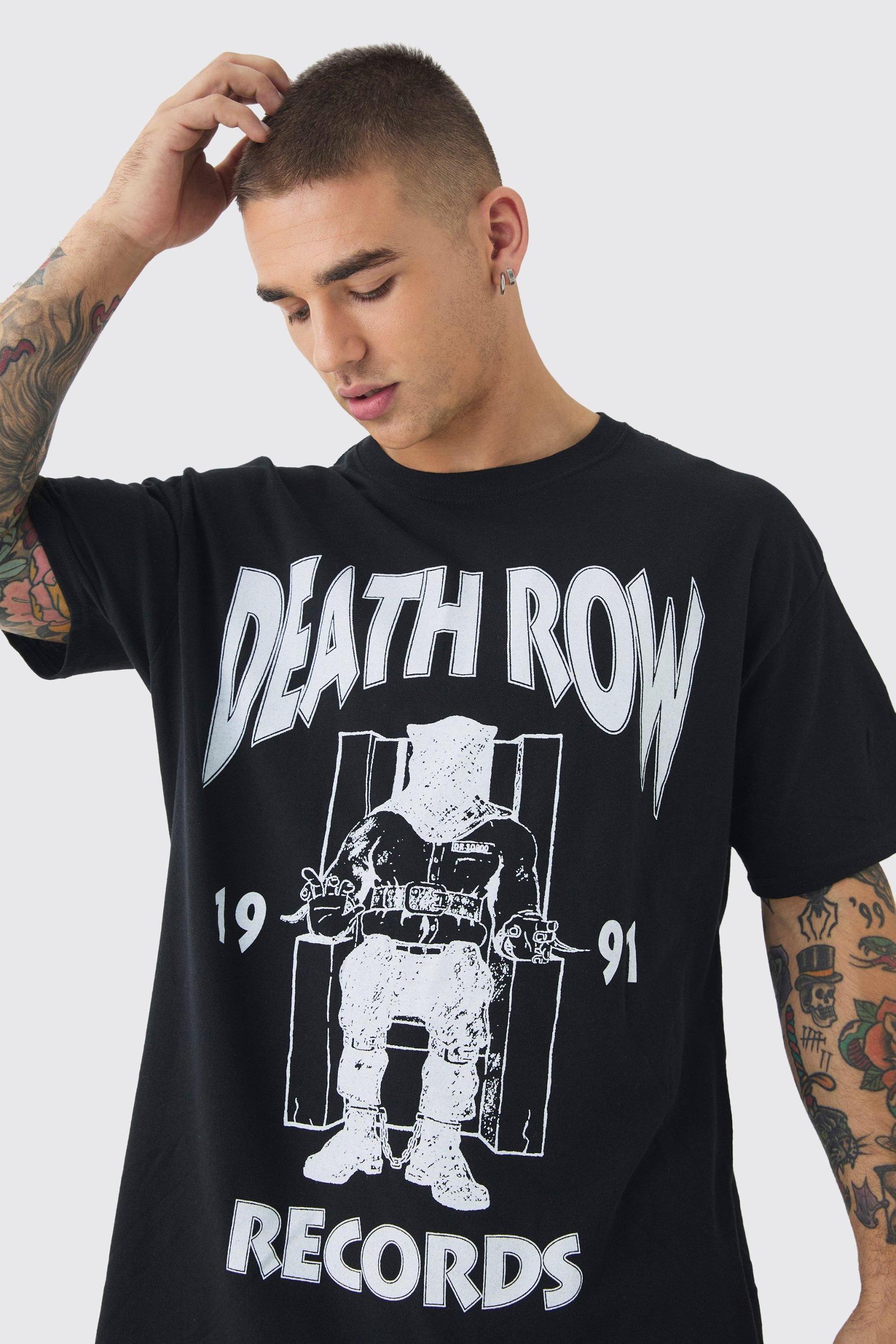 Oversized Death Row Records License Print T-shirt | boohooMAN USA Product Image