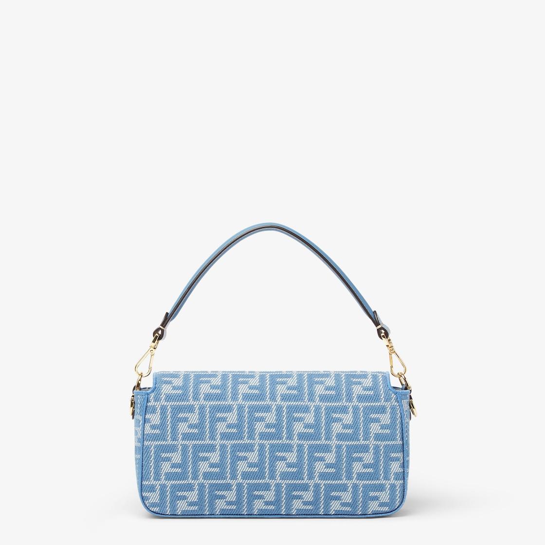 BaguetteBlue denim-effect FF jacquard bag Product Image