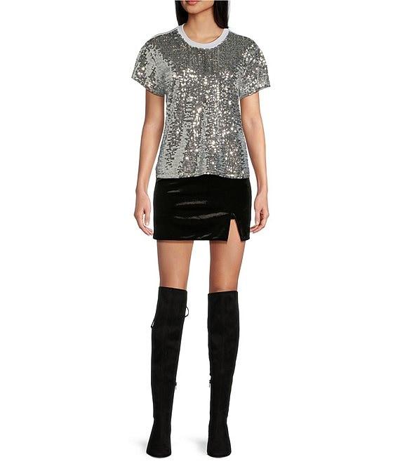 Miss Chievous Short Sleeve Sequin And Jersey T-Shirt Product Image