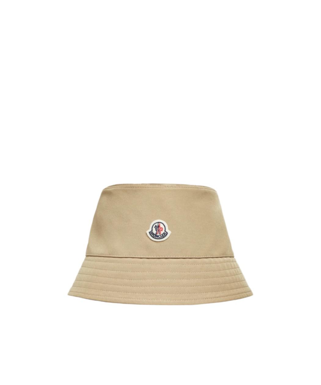 MONCLER Logo Patch Narrow Brim Bucket Hat In Beige Product Image