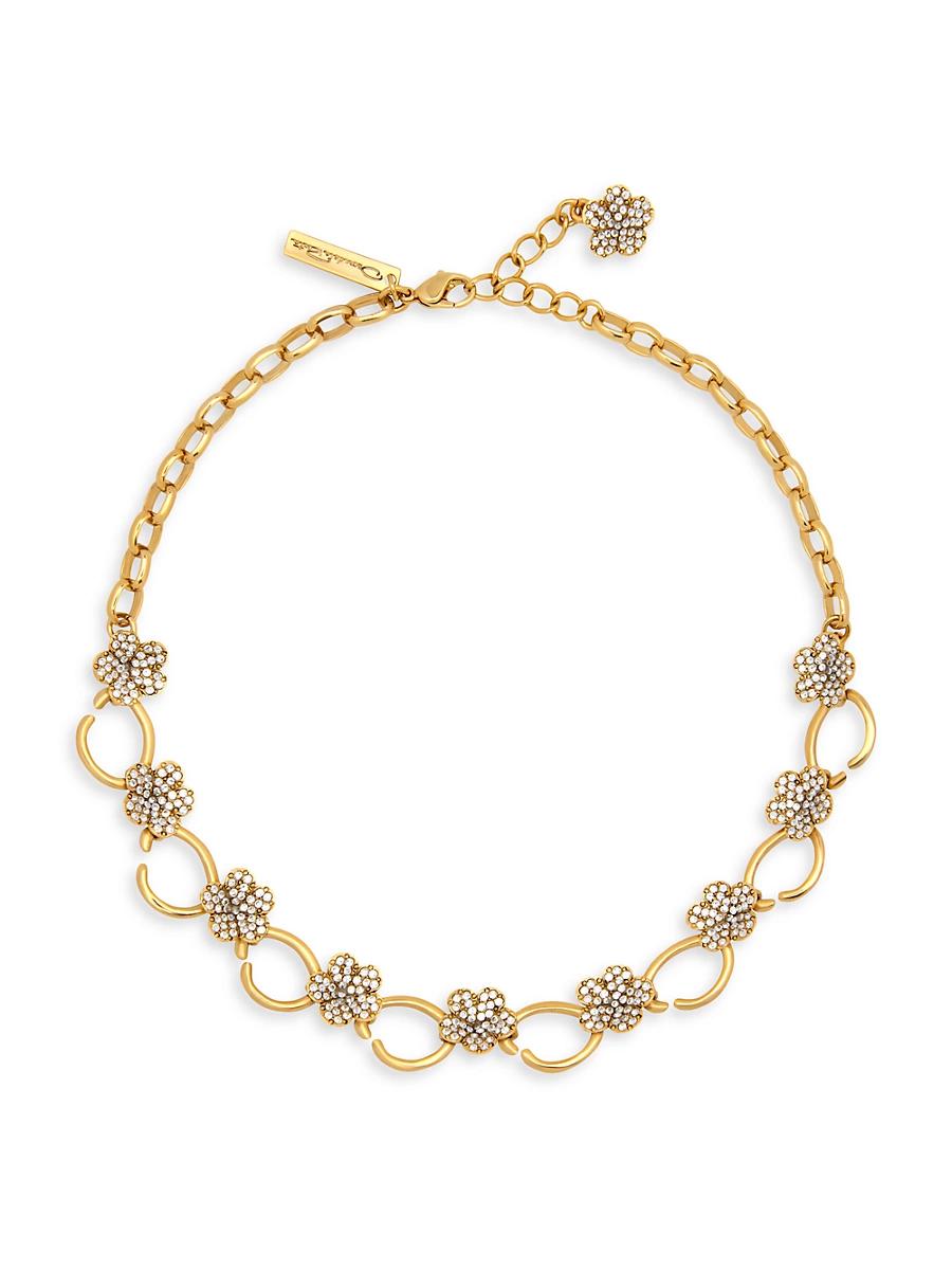 Womens 24K-Gold-Plated & Crystal Flowers Necklace Product Image