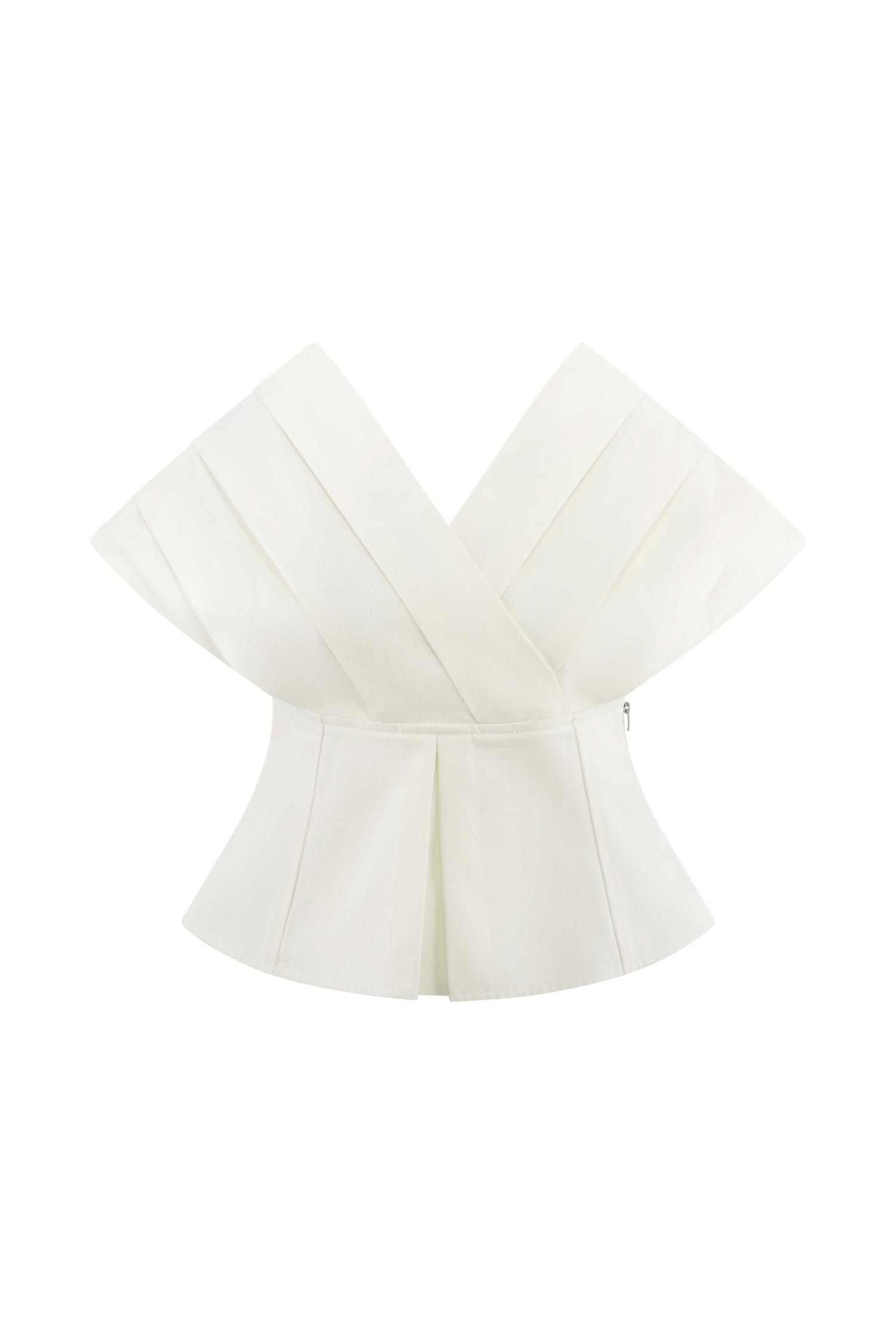 Rayne Off Shoulder Denim Top - White Product Image