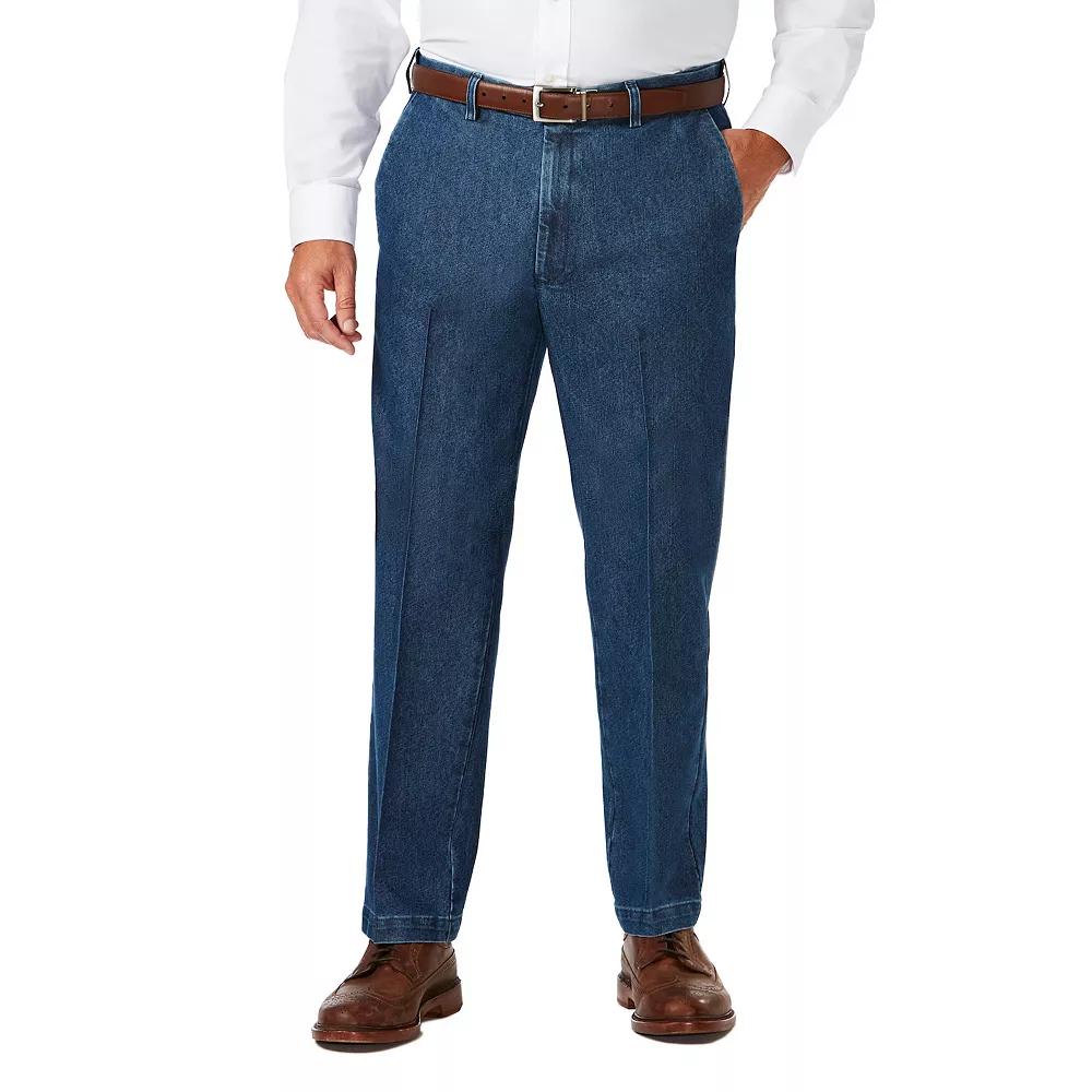 Big & Tall Haggar® Classic-Fit Stretch Expandable-Waist Flat-Front Jeans, Men's,  Product Image
