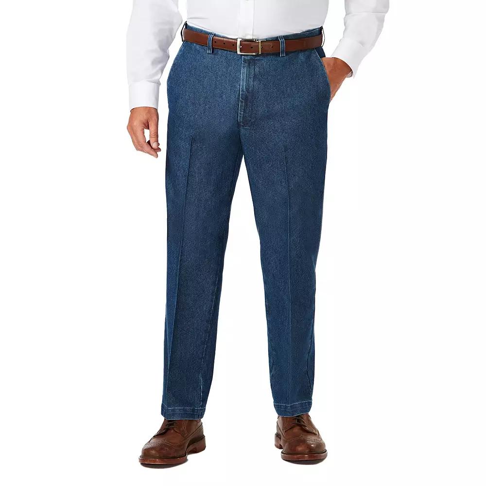Big & Tall Haggar® Classic-Fit Stretch Expandable-Waist Flat-Front Jeans, Men's,  Product Image