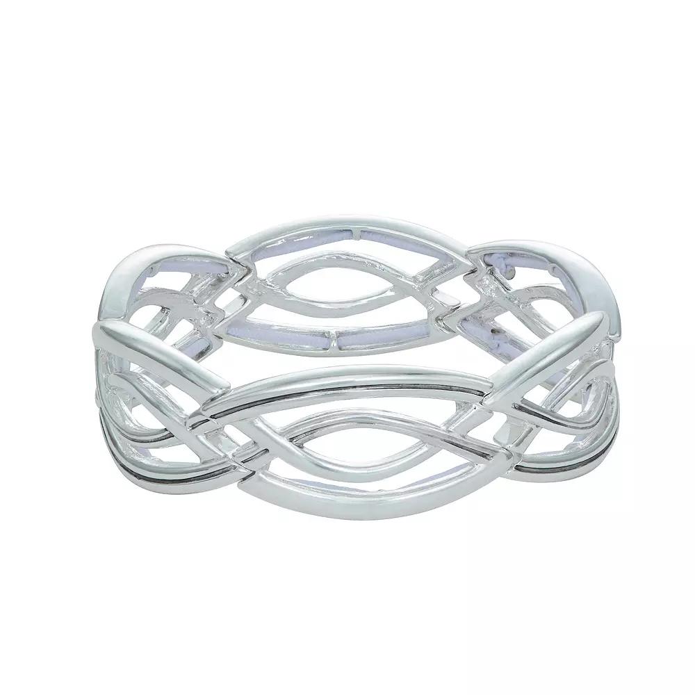Napier Silver Tone Casual Romance Stretch Bracelet, Women's Product Image