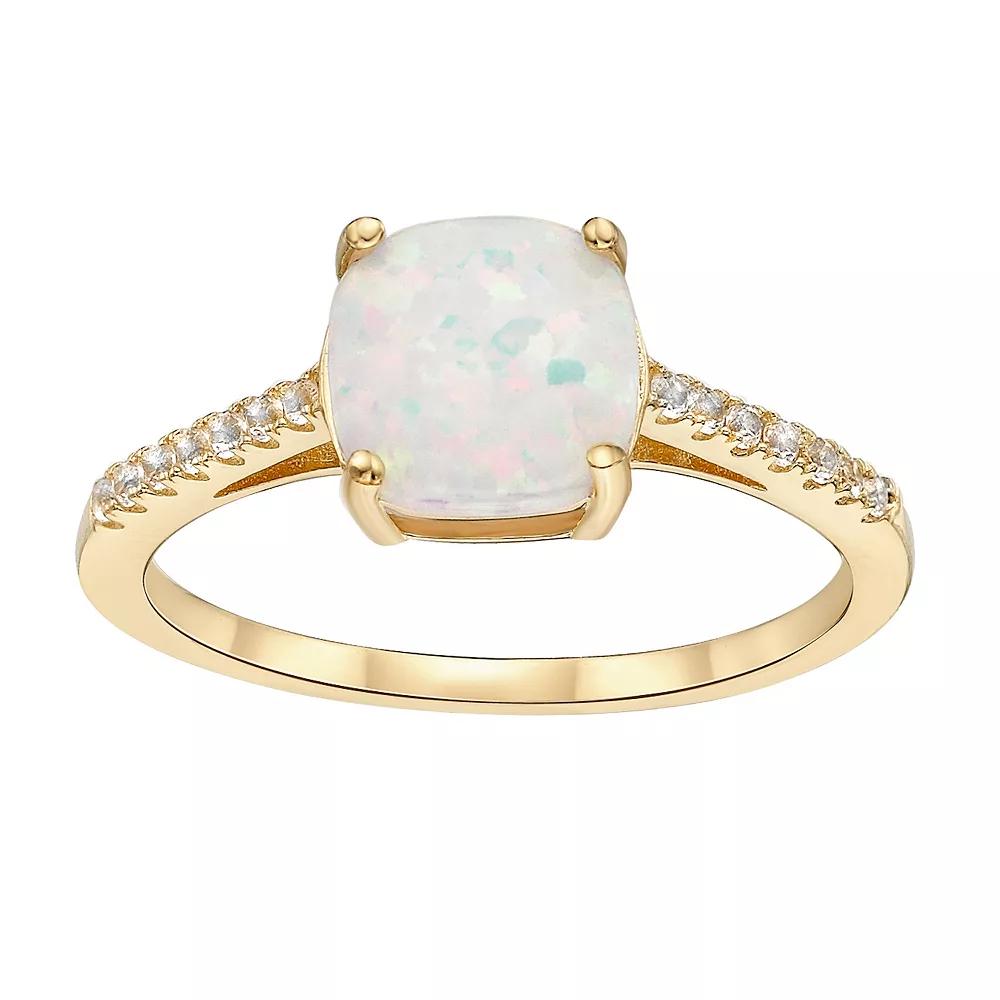 Gemminded 18k Rose Gold Over Sterling Silver Lab-Created White Sapphire & Lab-Created Opal Ring, Women's, Size: 9, Gold Tone Product Image