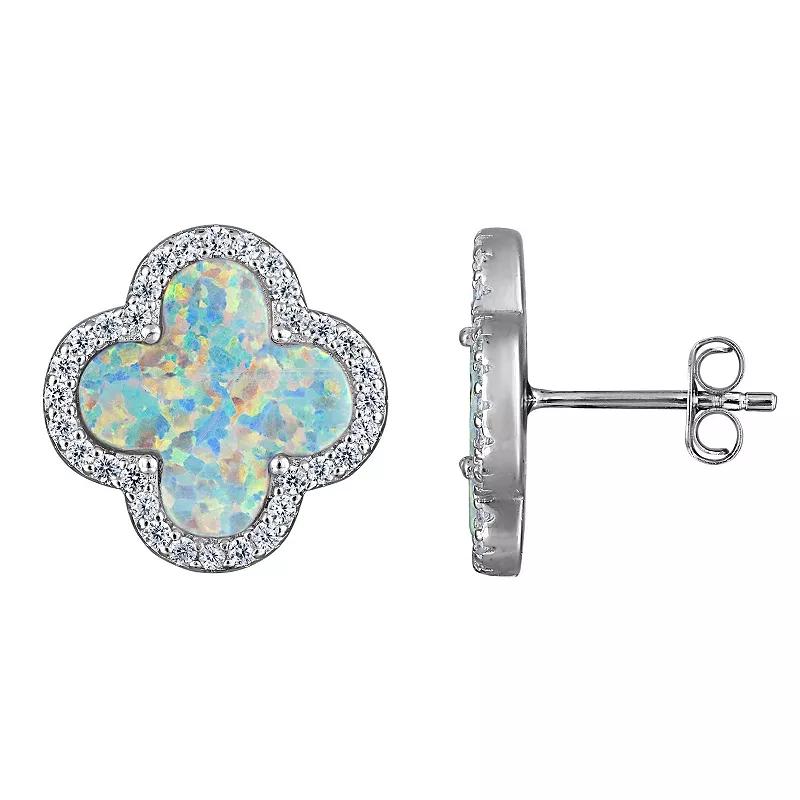 Designs by Gioelli Sterling Silver Clover Earrings, Womens, Created White Product Image