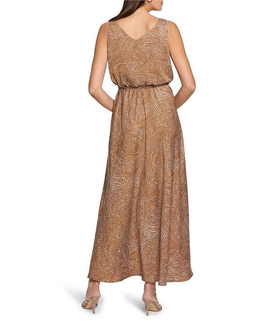 NIC + ZOE Bianca Woven Swirling Sands V-Neck Sleeveless Blouson Dress Product Image