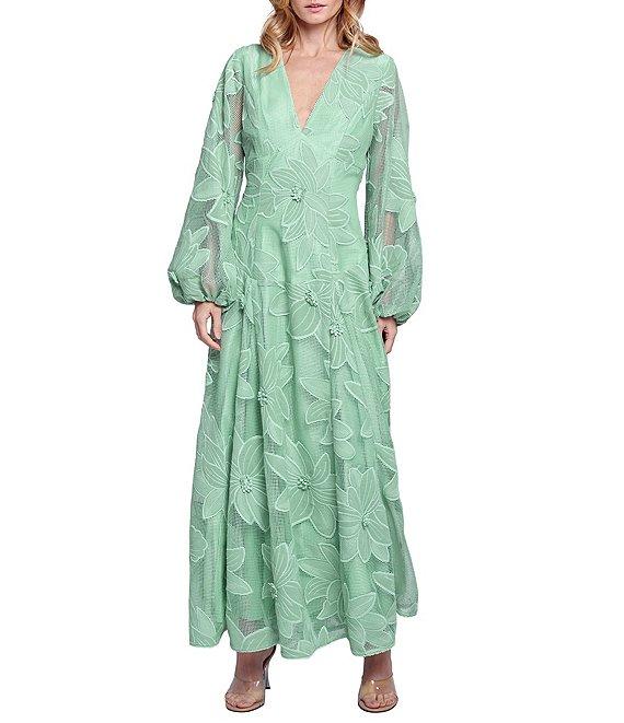 CIEBON Sarilla Crochet Effect V-Neck Long Sleeve Maxi Dress Product Image