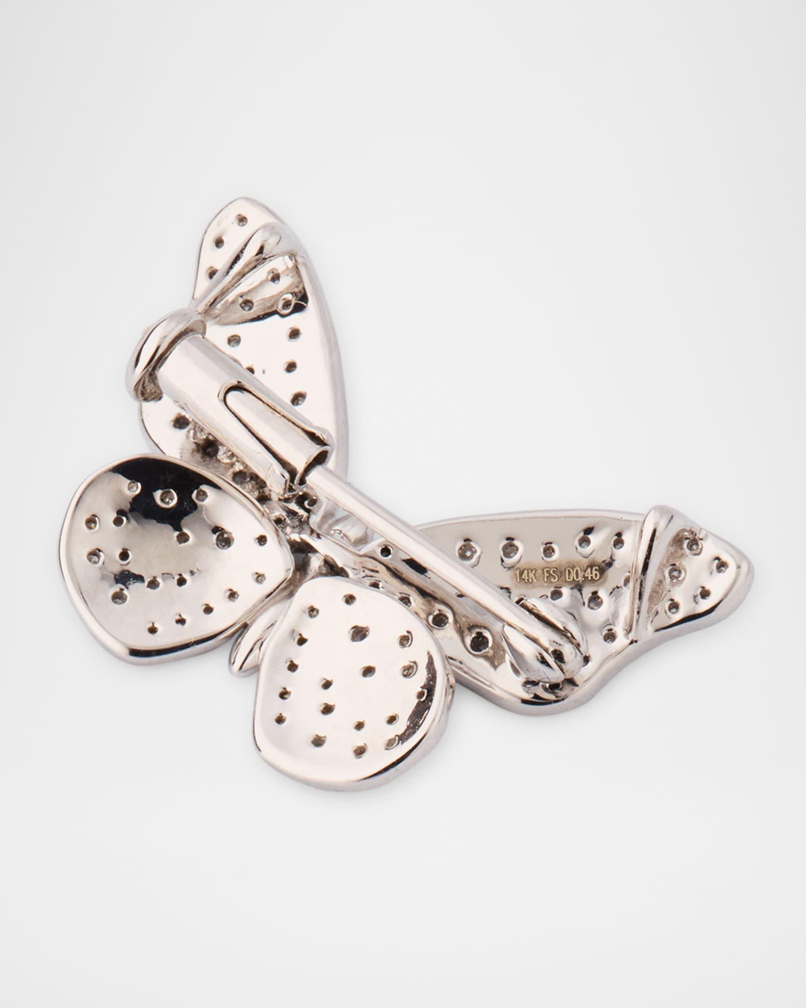 14K White Gold All Diamond Butterfly Pin Pendant Product Image