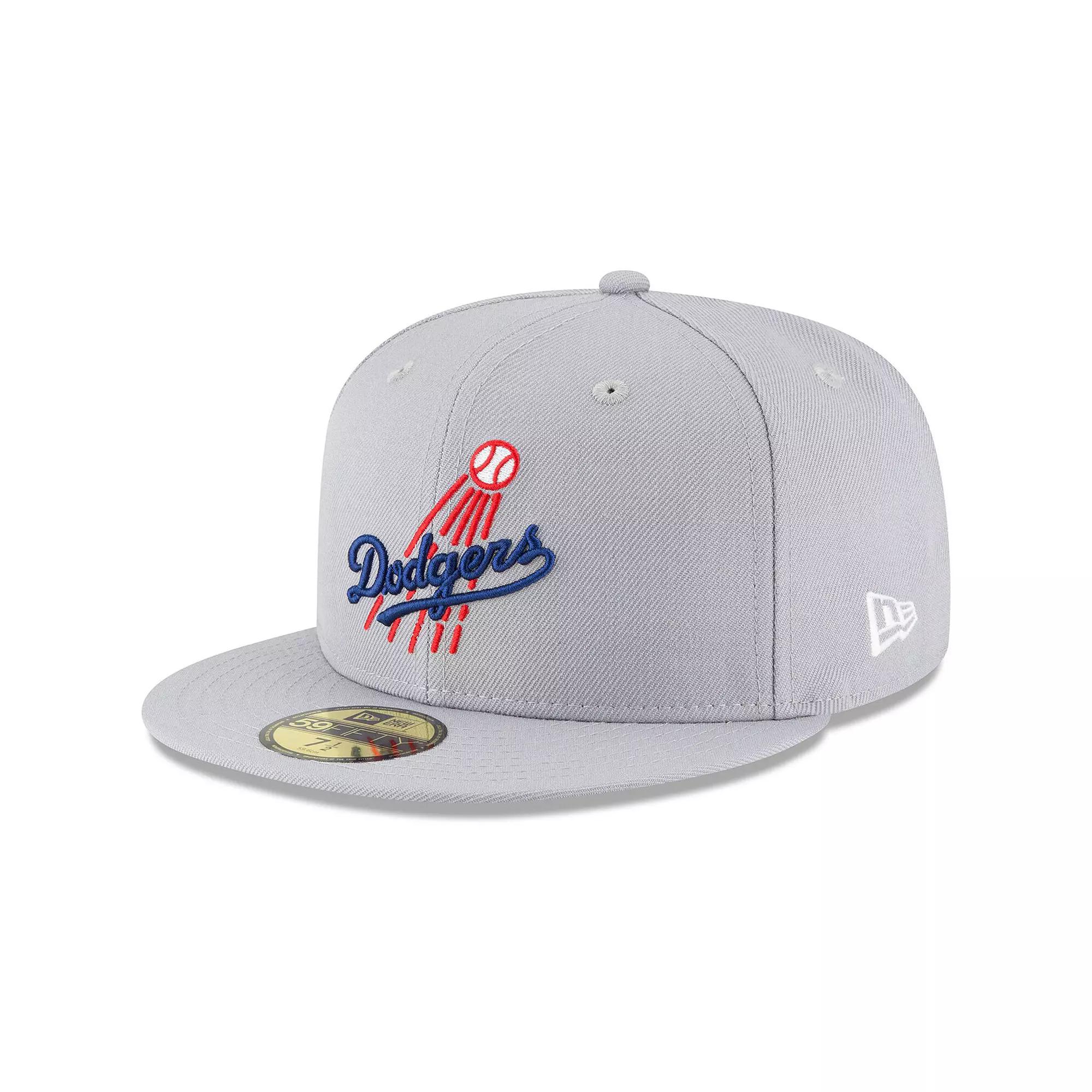 Men's New Era Gray Los Angeles Dodgers Cooperstown Collection Logo 59FIFTY Fitted Hat,  Product Image