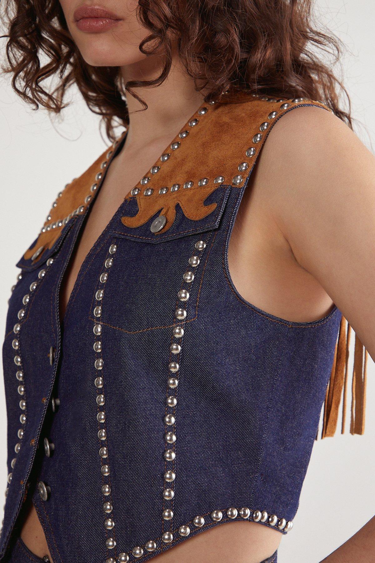 Denim Suede Mix Waistcoat Product Image