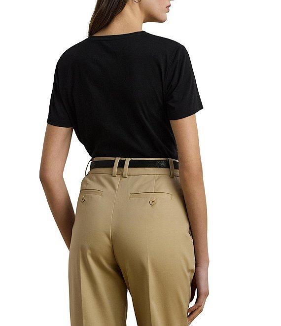 Lauren Ralph Lauren Knit Jersey Beaded Logo Crew Neck Short Sleeve Tee Product Image