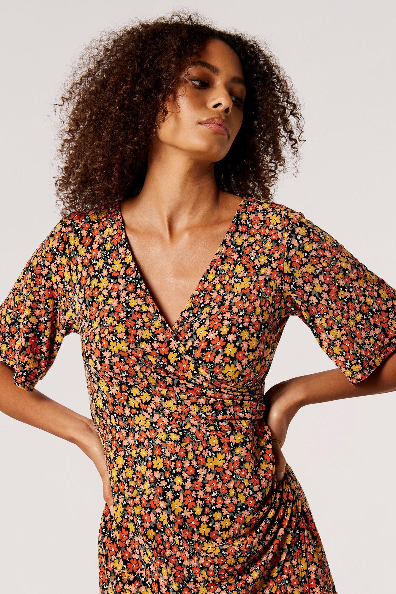 Graphic Ditsy Wrap Dress Product Image