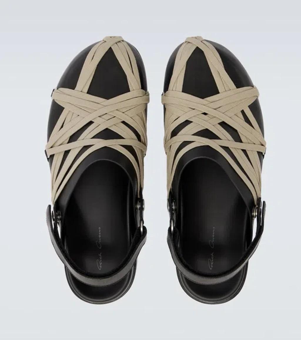RICK OWENS Leather Loafers With Crisscross Detail In Black Product Image