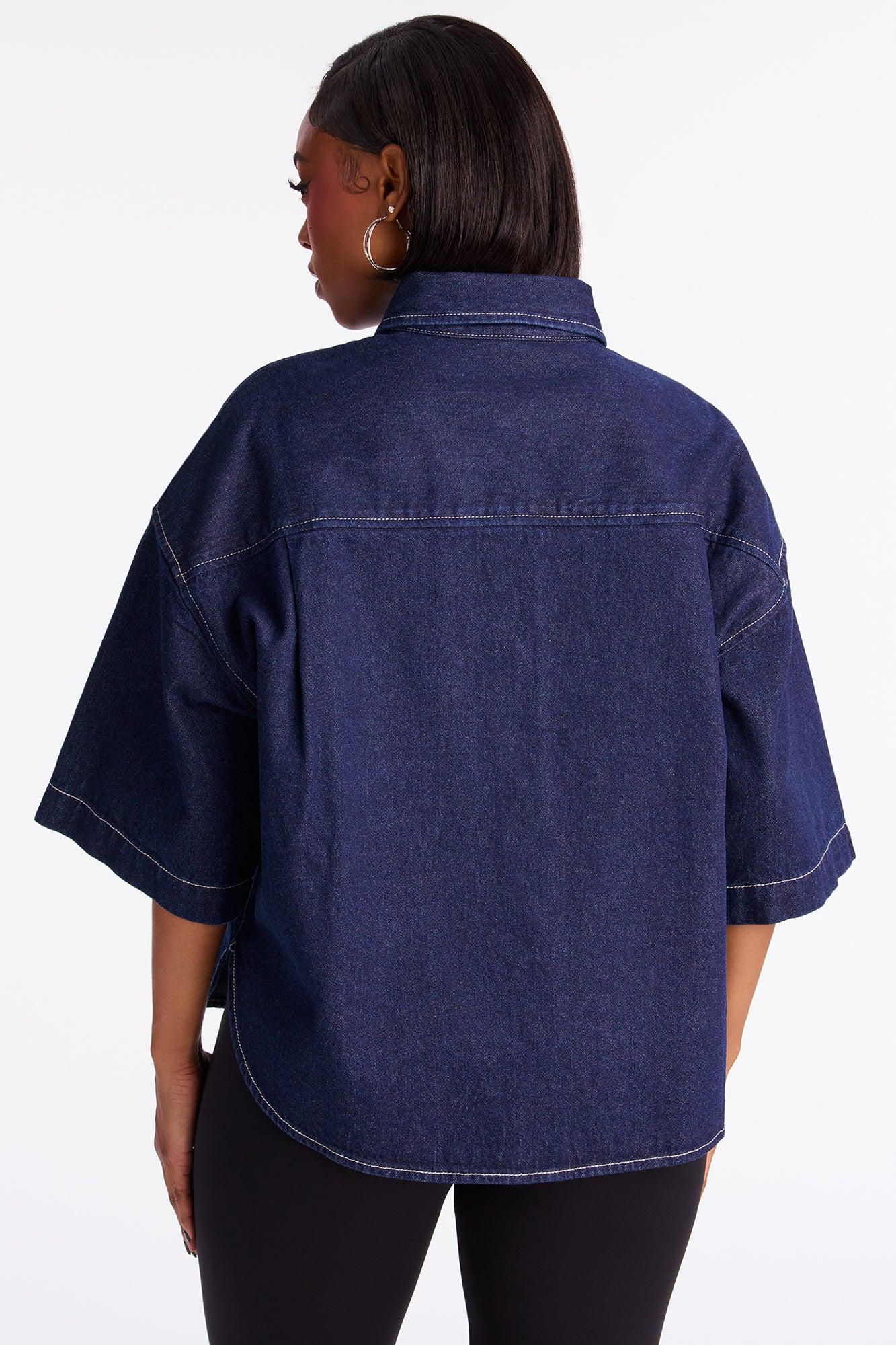 Becka Oversized Denim Shirt - Dark Wash Female Product Image