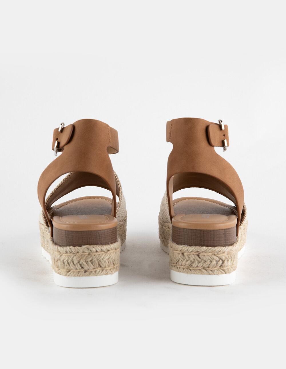 SODA Topic Beige Womens Espadrille Flatform Sandals - BEIGE Product Image