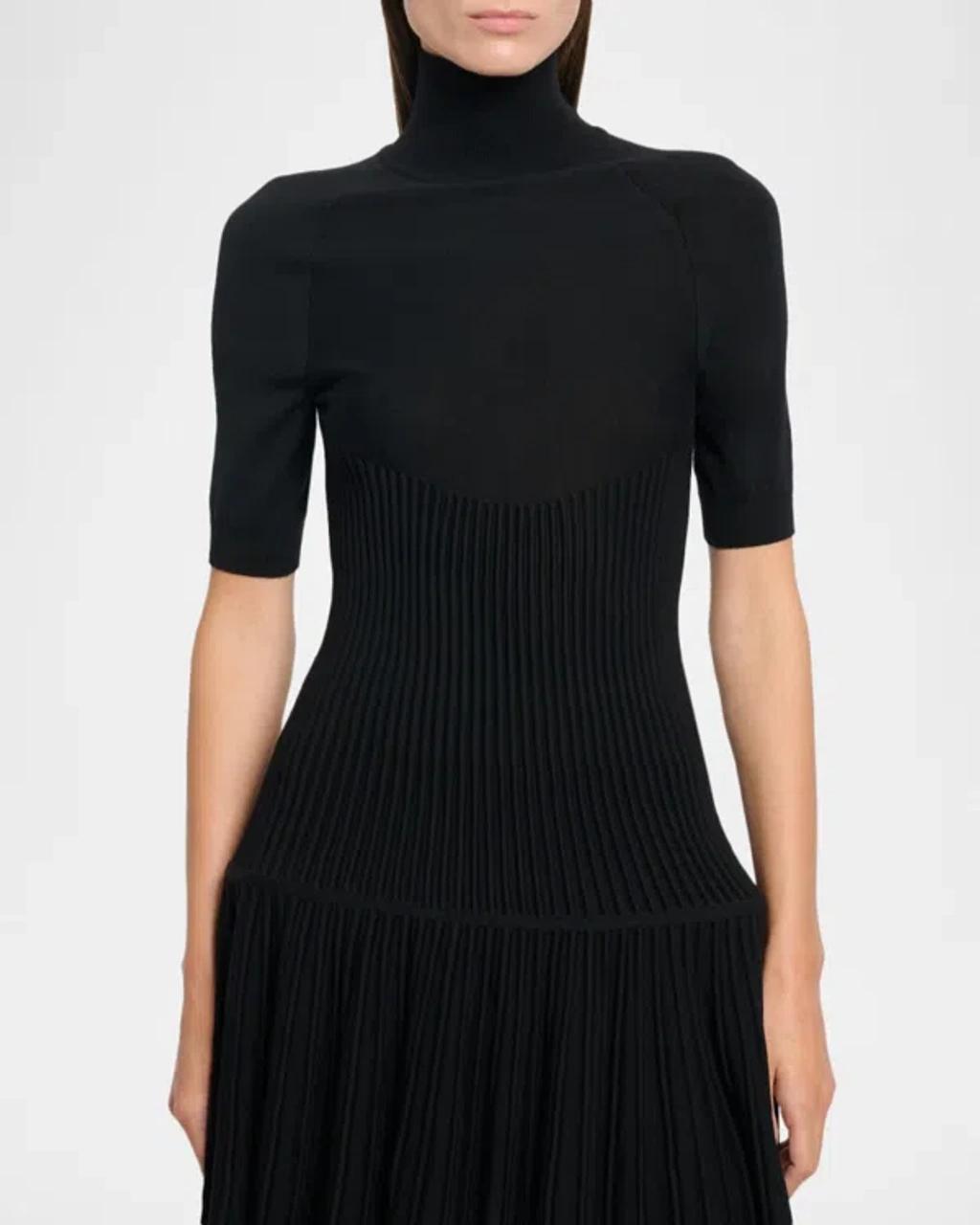 ALAÏA Womens Noir Alaia Crinoline Ribbed Wool-blend Mini Dress In Black Product Image