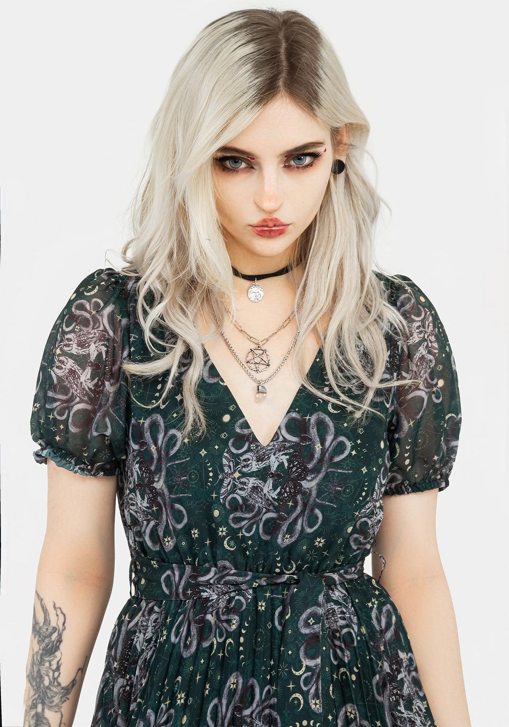 Cailleach Puff Sleeve Pleated Mini Dress Product Image