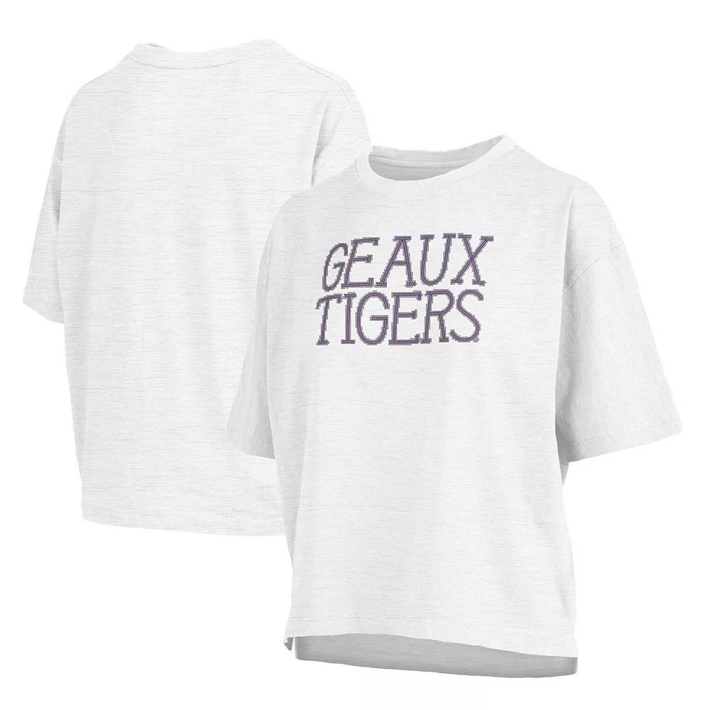 Women's Pressbox White LSU Tigers Motley Crew Chain Stitch Slub Waist Length Boxy T-Shirt, Size: Small Product Image