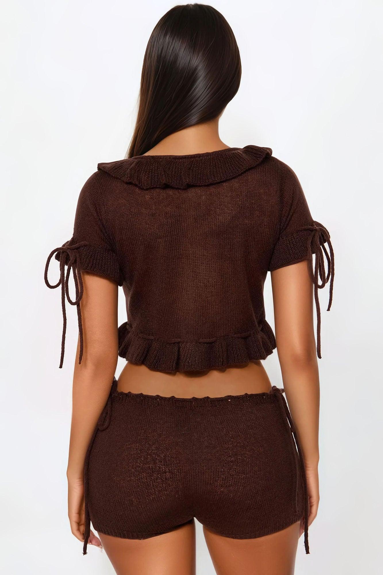 Lila Sweater Short Set - Chocolate Female Product Image