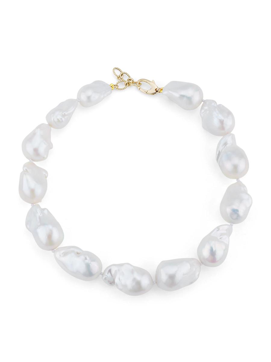 Womens 14K Yellow Gold & Baroque Freshwater Pearl Necklace Product Image