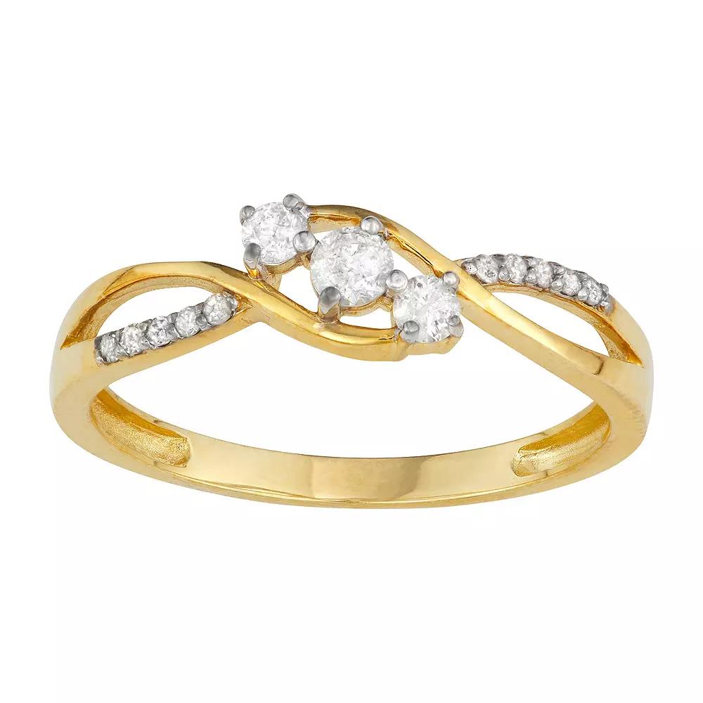 Tiara 10k Gold 1/5 Carat TW Diamond Twist Ring, Women's, Size: 6 Product Image