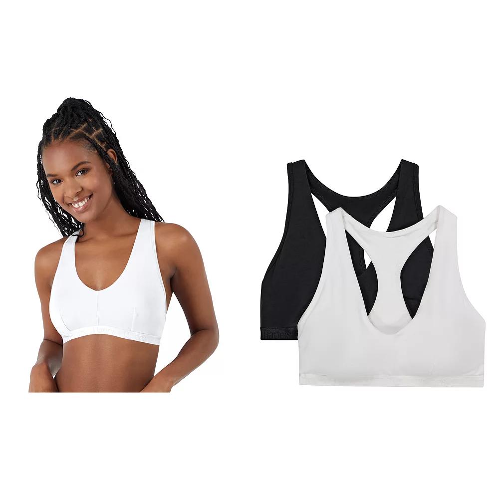 Women's Hanes Ultimate® Originals 2-Pack SuperSoft Racerback Bralette DUS201, Size: XL, Black White Product Image