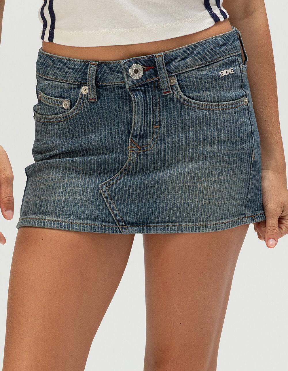 BDG Urban Outfitters Ultra Womens Stripe Denim Mini Skirt - PNSTRP DENIM Product Image