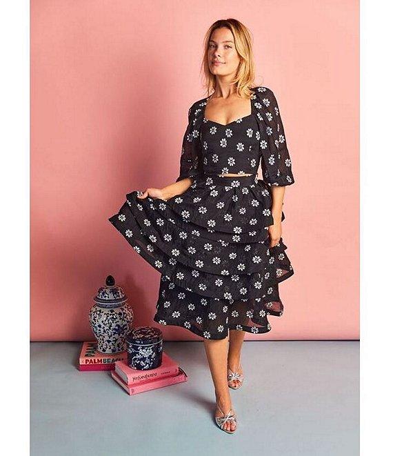Buru Teagan Tiered Floral Coordinating Midi Skirt Product Image