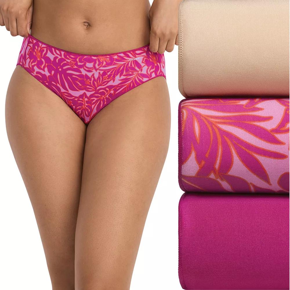 Women's Jockey® No Panty Line Promise® 3-Pack Bikini Panty Set 1770, Size: 6, Bold Palm Product Image