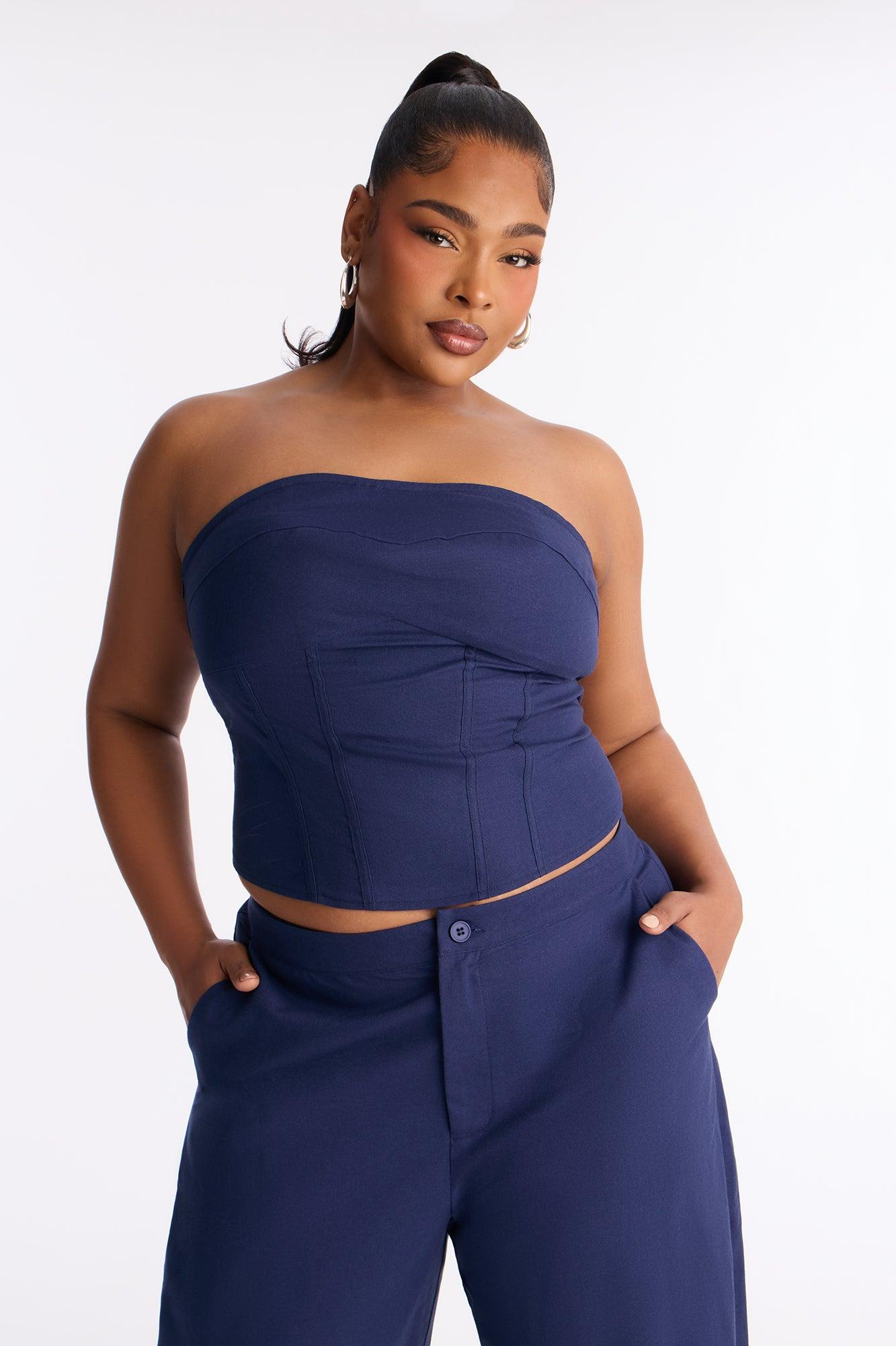 Laurie Strapless Barrel Pant Set - Navy Female Product Image