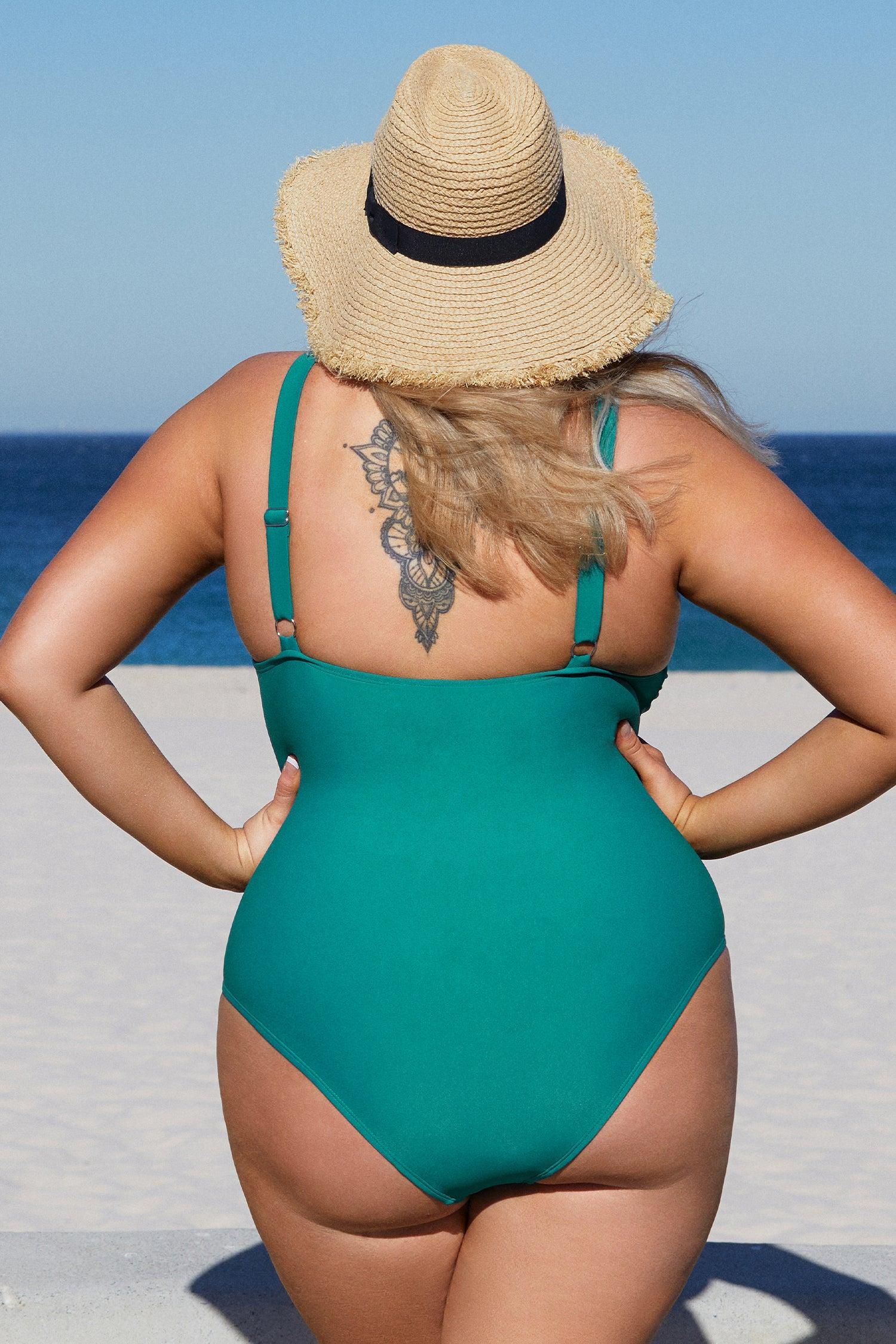 Emerge V-Neck Shirred Plus Size One Piece Swimsuit Product Image