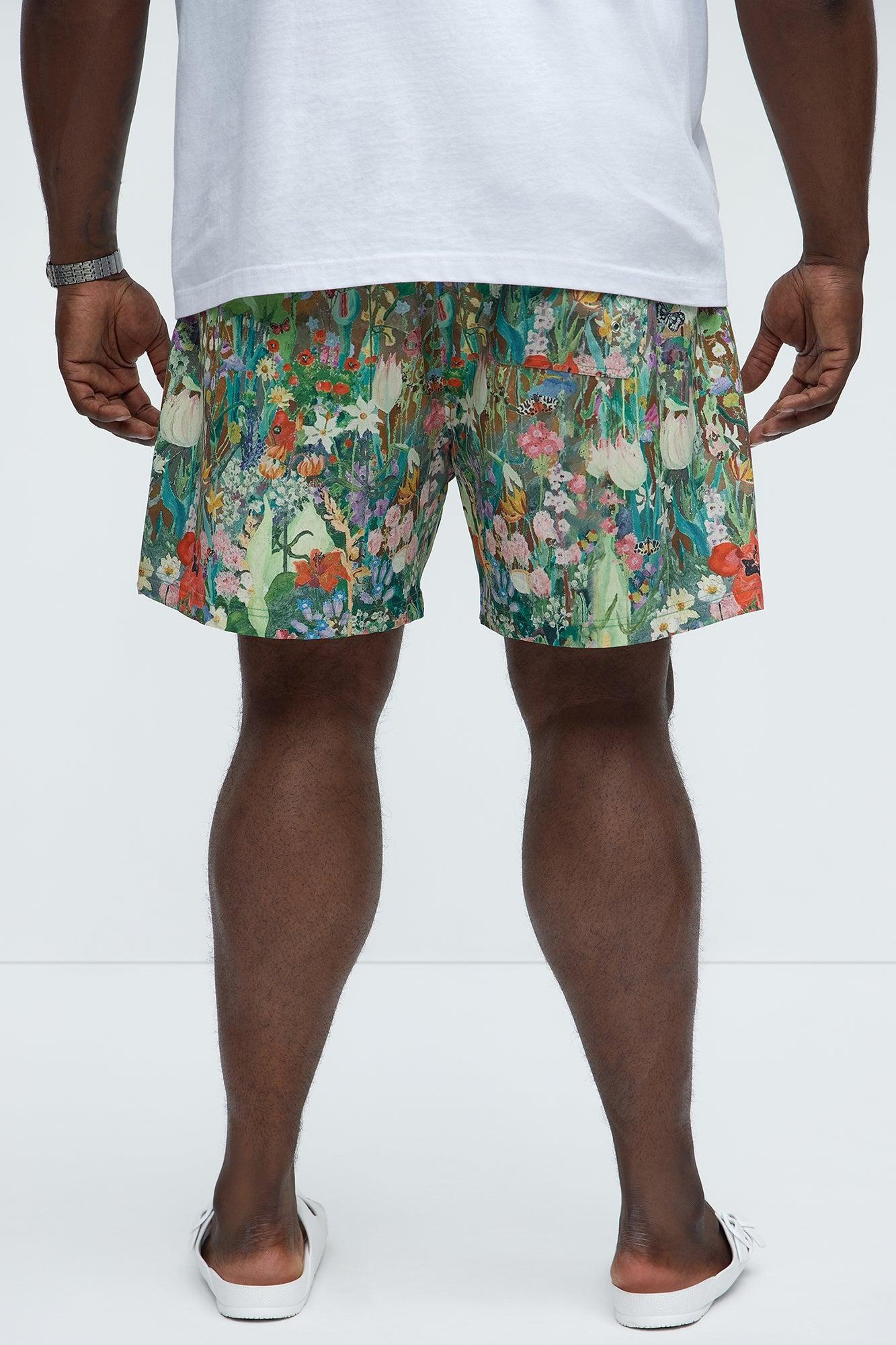 Watercolor Garden Swim Mid Trunk - Multi Color Product Image