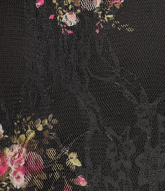 Honey & Sparkle Floral Print V-Neck Sleeveless Ruffle Edge Lined Lace Top Product Image