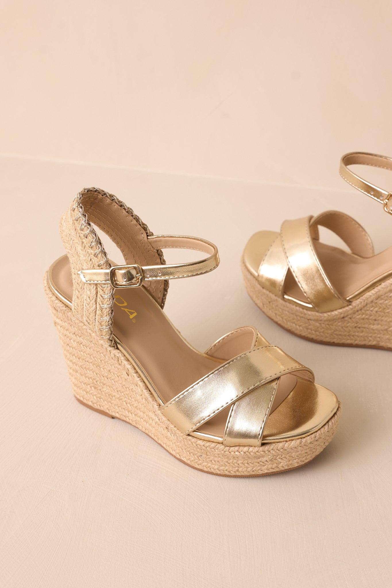 Lovely Steps Gold Platform Wedges Product Image