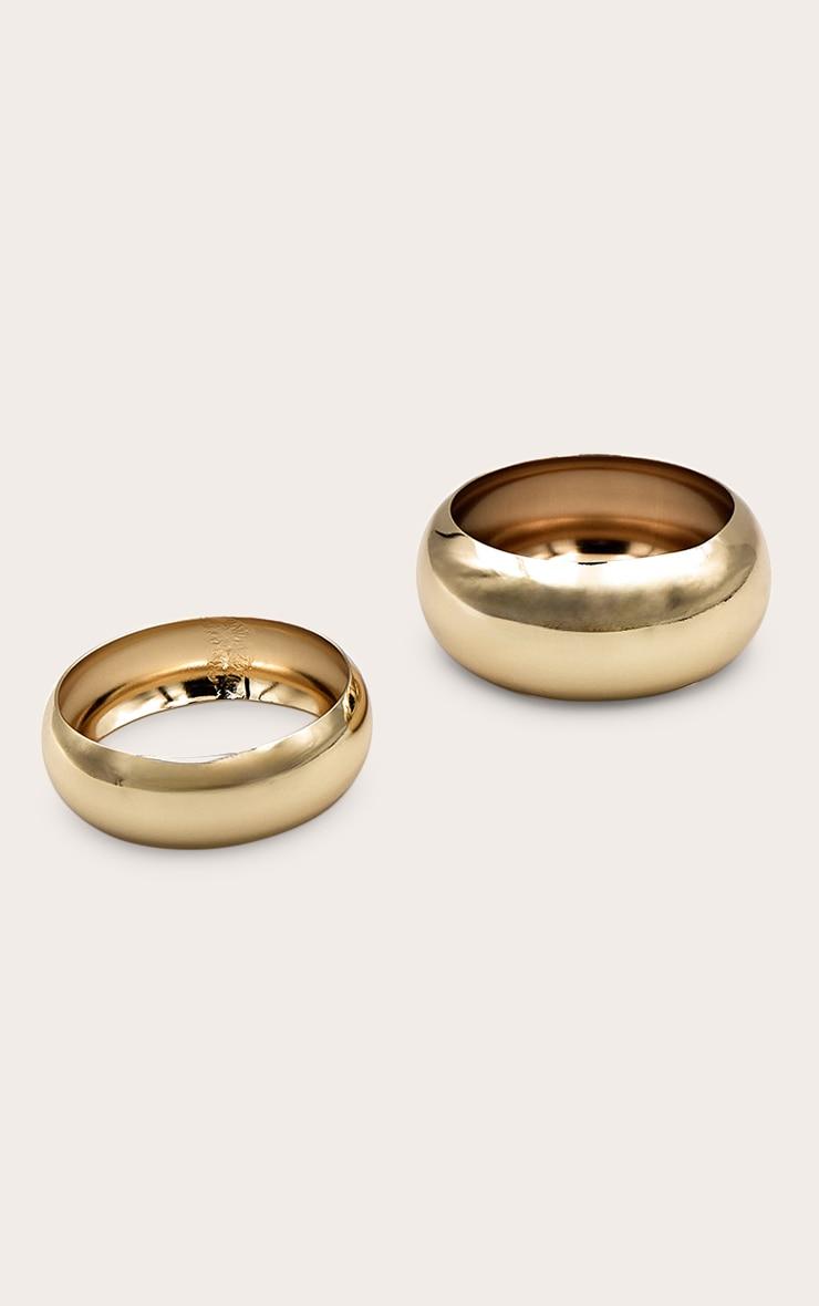 Gold Chunky Bevelled 2 Pack Bangles Product Image