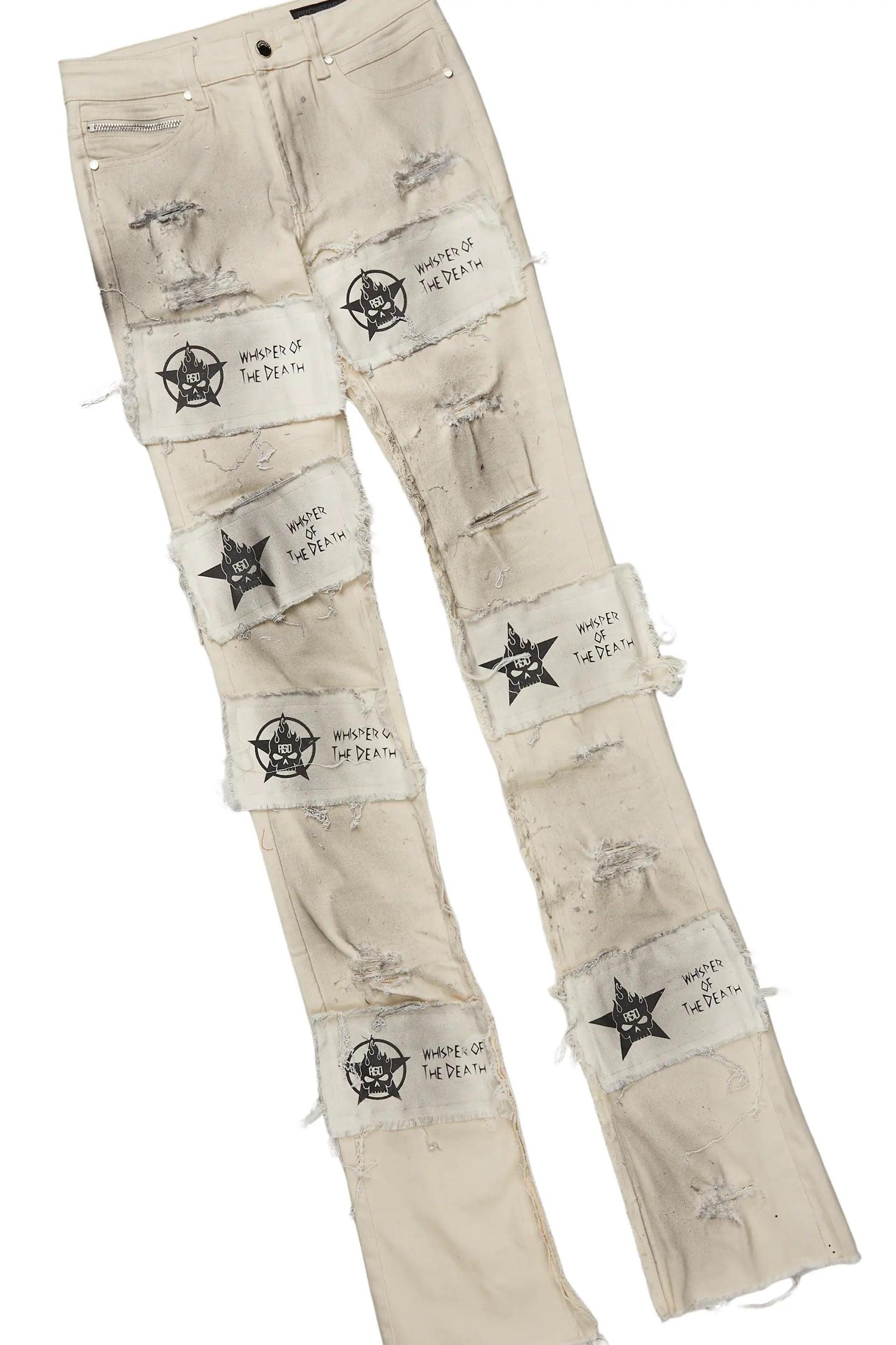 Jadon White/Beige T-Shirt/Super Stacked Flare Jean Bundle Male Product Image